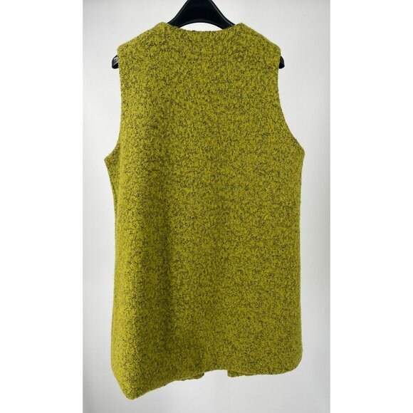 Chalet Women's Open Front Vest Size L Lime Textured Wool Blend Longline Sleevele - Picture 4 of 10